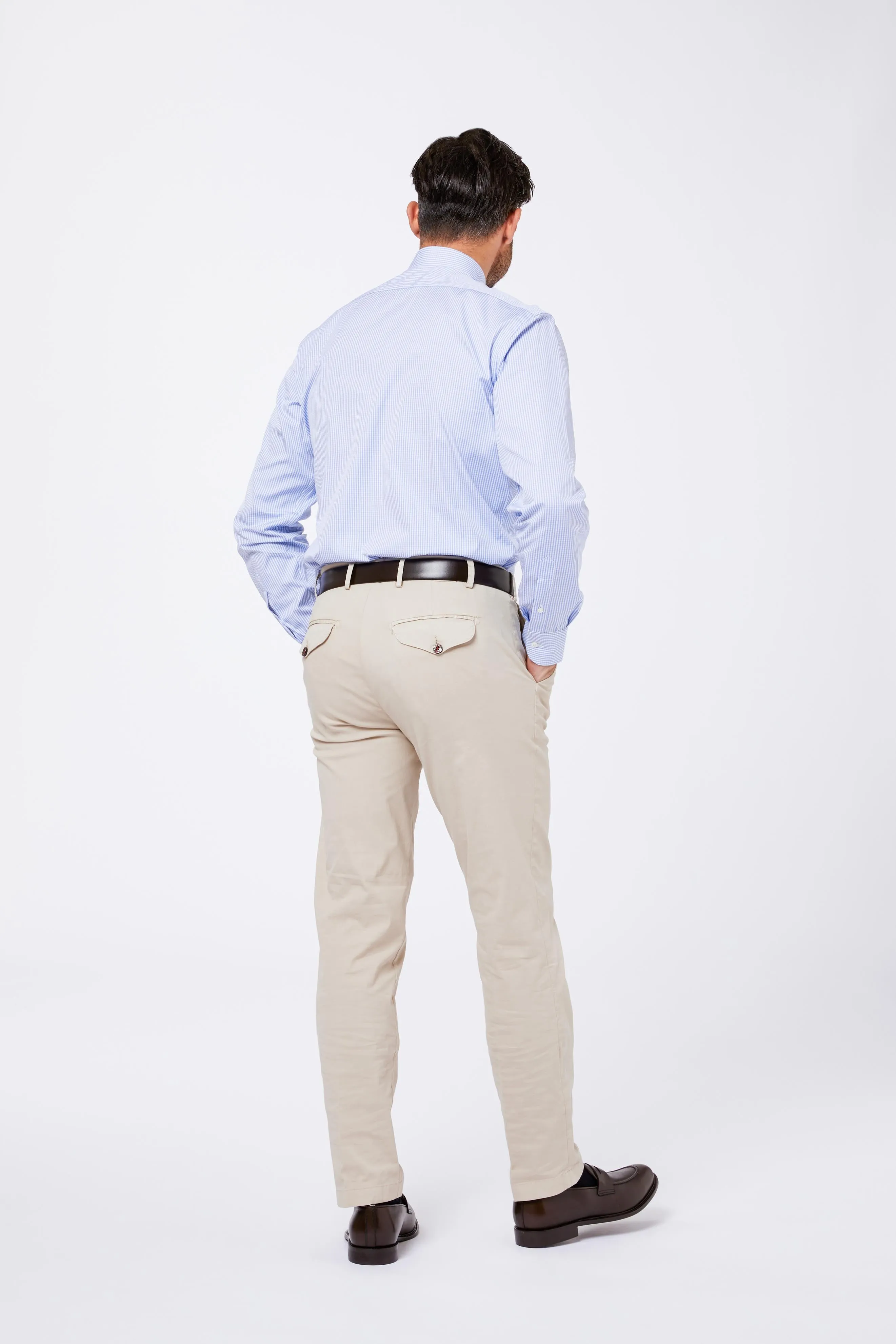 Camicia Celeste Popeline Quadretto Vichy Collo Francese sold by principe di firenze product image thumbnail 3