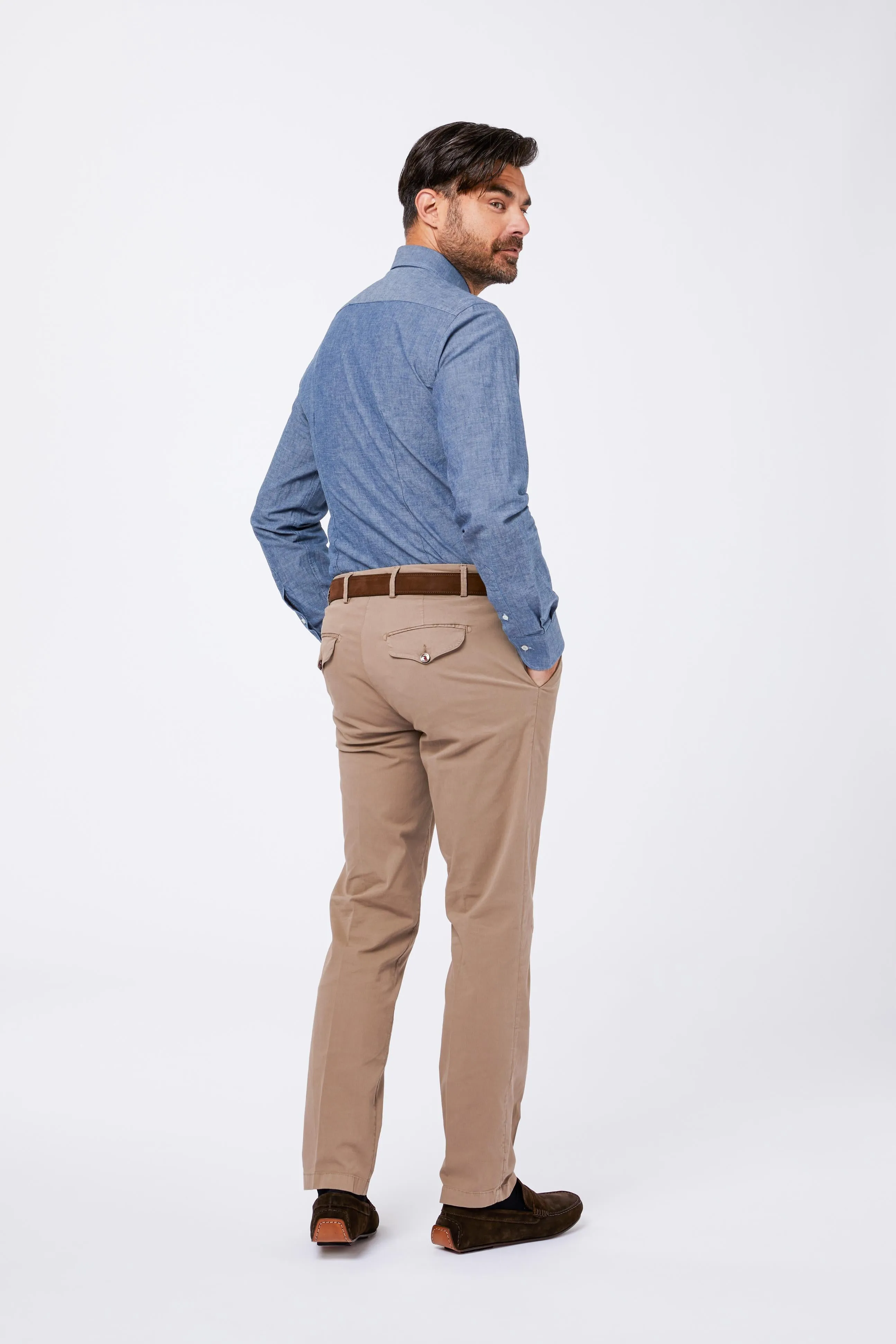 Camicia Celeste Cotone Chambray Unito Collo Mezzo Francese sold by principe di firenze product image thumbnail 2