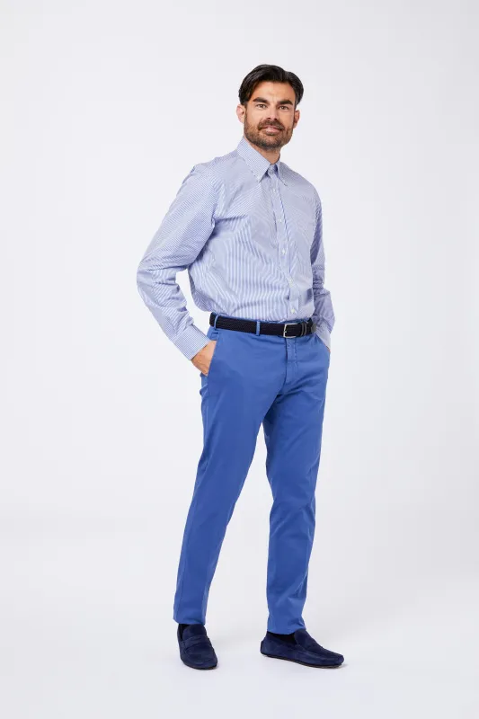 Camicia Azzurra Cotone Popelinel Collo Button Down made by principe di firenze