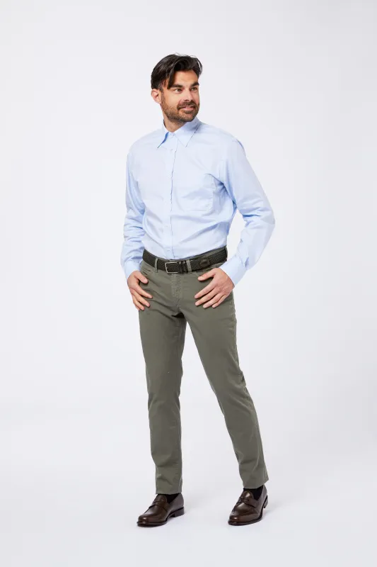 Camicia Celeste Giro Inglese Collo Button Down made by principe di firenze