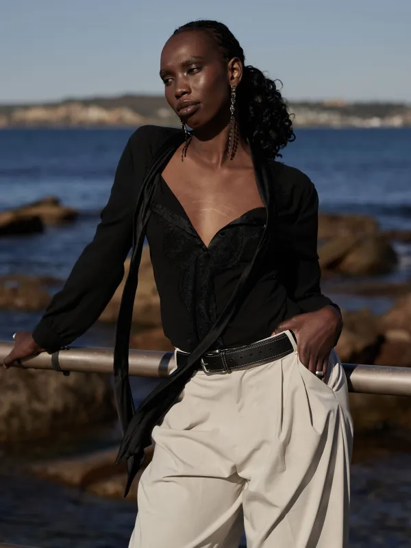 Paris Belt — Black, wide sold by Wolff Studios