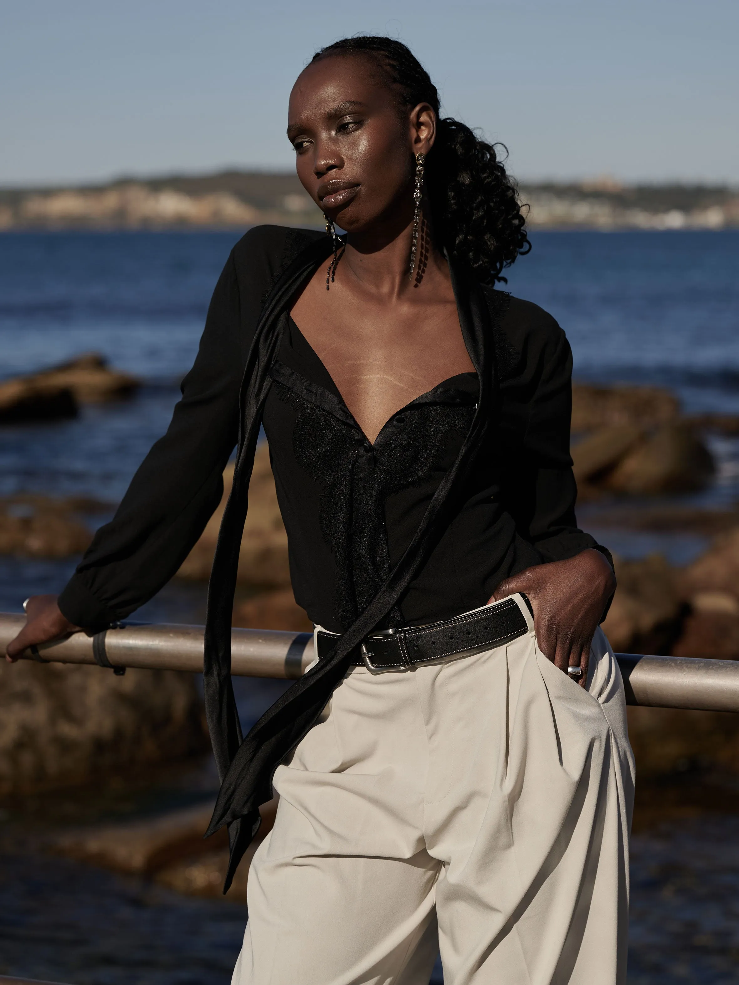 Paris Belt — Black, wide sold by Wolff Studios