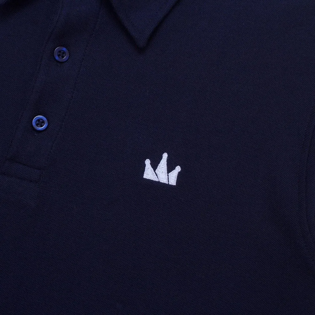 Polo Shirt CROWN WHITE NAVY BLUE sold by Screamous product image thumbnail 3