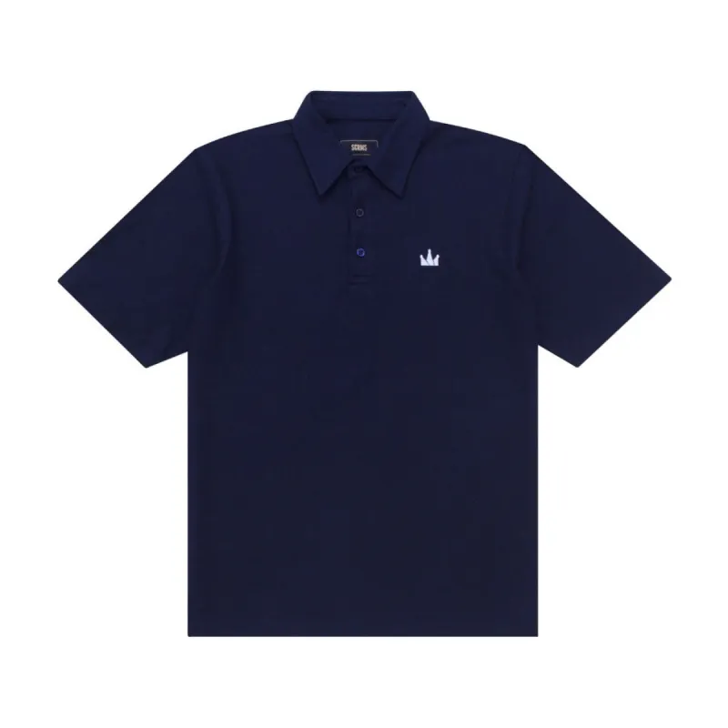 Polo Shirt CROWN WHITE NAVY BLUE made by Screamous