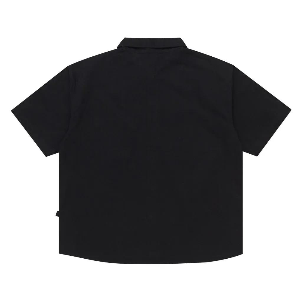 Shortsleeve Shirt Boxy Oversize Spread Collar QILLE BLACK sold by Screamous product image thumbnail 5