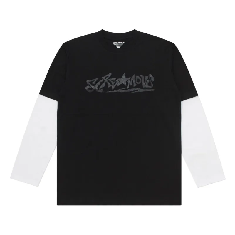 T-Shirt Longsleeves DOUBLE LAYER AZTERI BLACK WHITE sold by Screamous