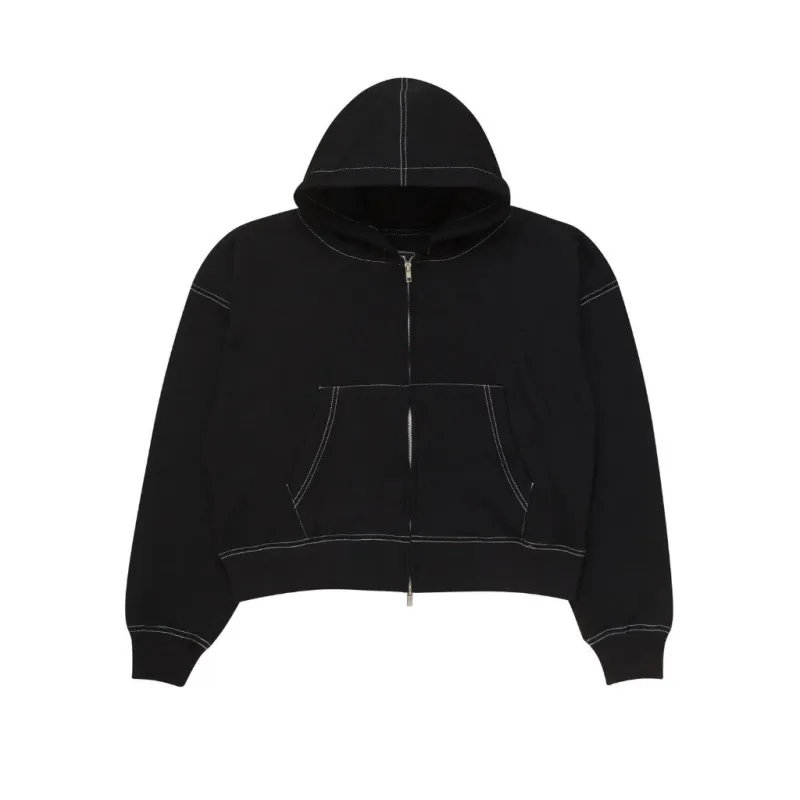 Sweater Pria Pullover Double Zipper Hoodie BOXY FIT FLUER BLACK CONTRAST STITCH sold by Screamous