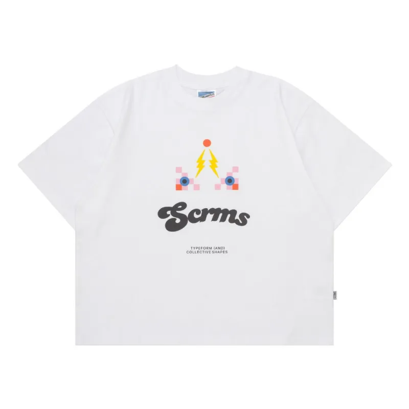 T-Shirt BOXY FIT 16s TYPEFORM and COLLECTIVE SHAPES PSYCHEDELIC BITS WHITE sold by Screamous