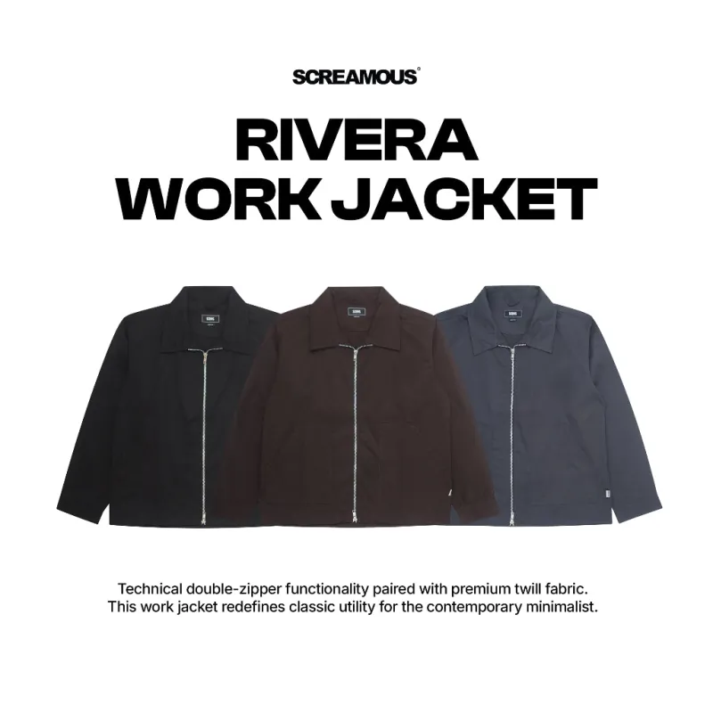 Work Jacket Double Zipper RIVERA Boxy Fit made by Screamous
