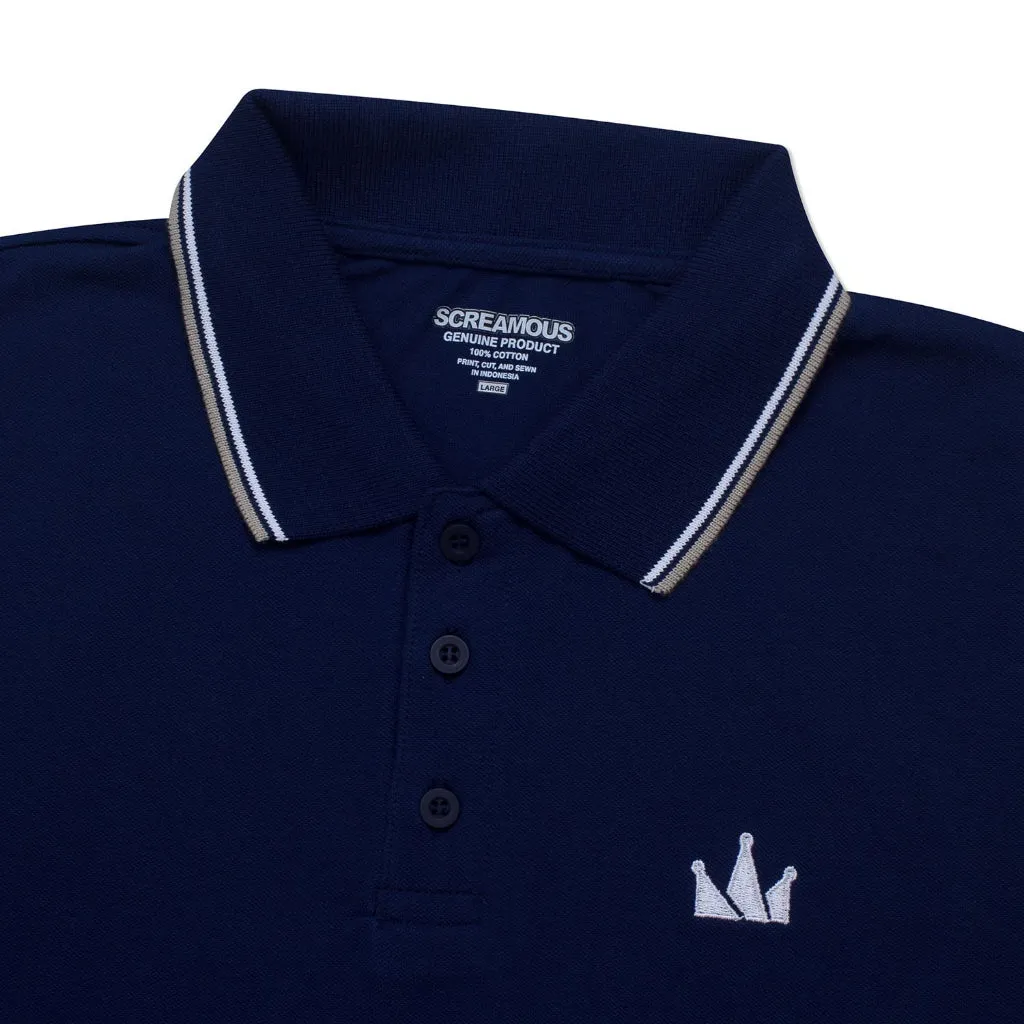 Polo Shirt CROWN LINE WHITE NAVY BLUE sold by Screamous product image thumbnail 2