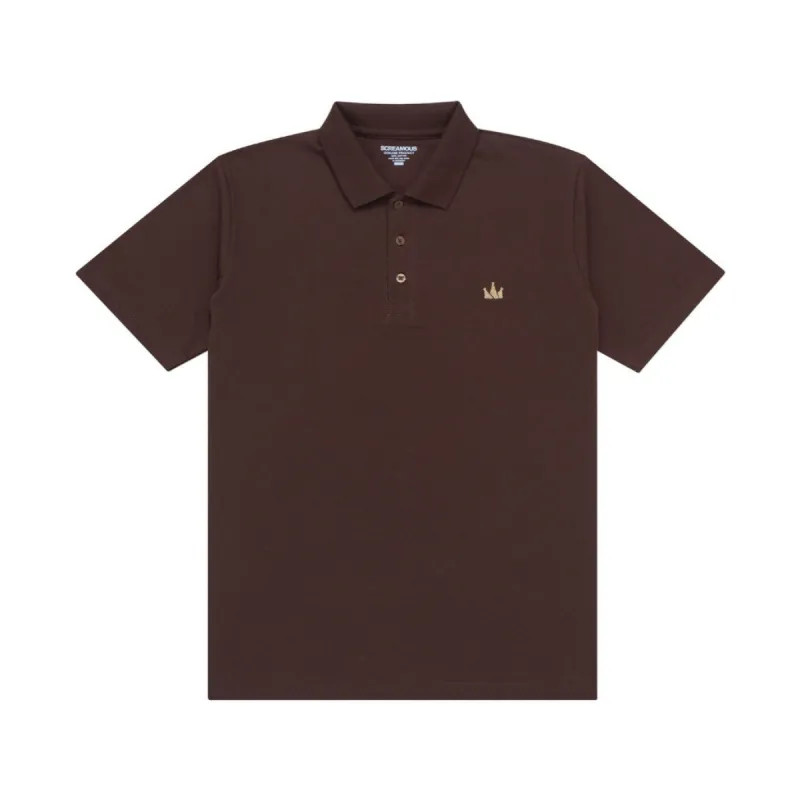 Polo Shirt CROWN GOLD BROWN made by Screamous