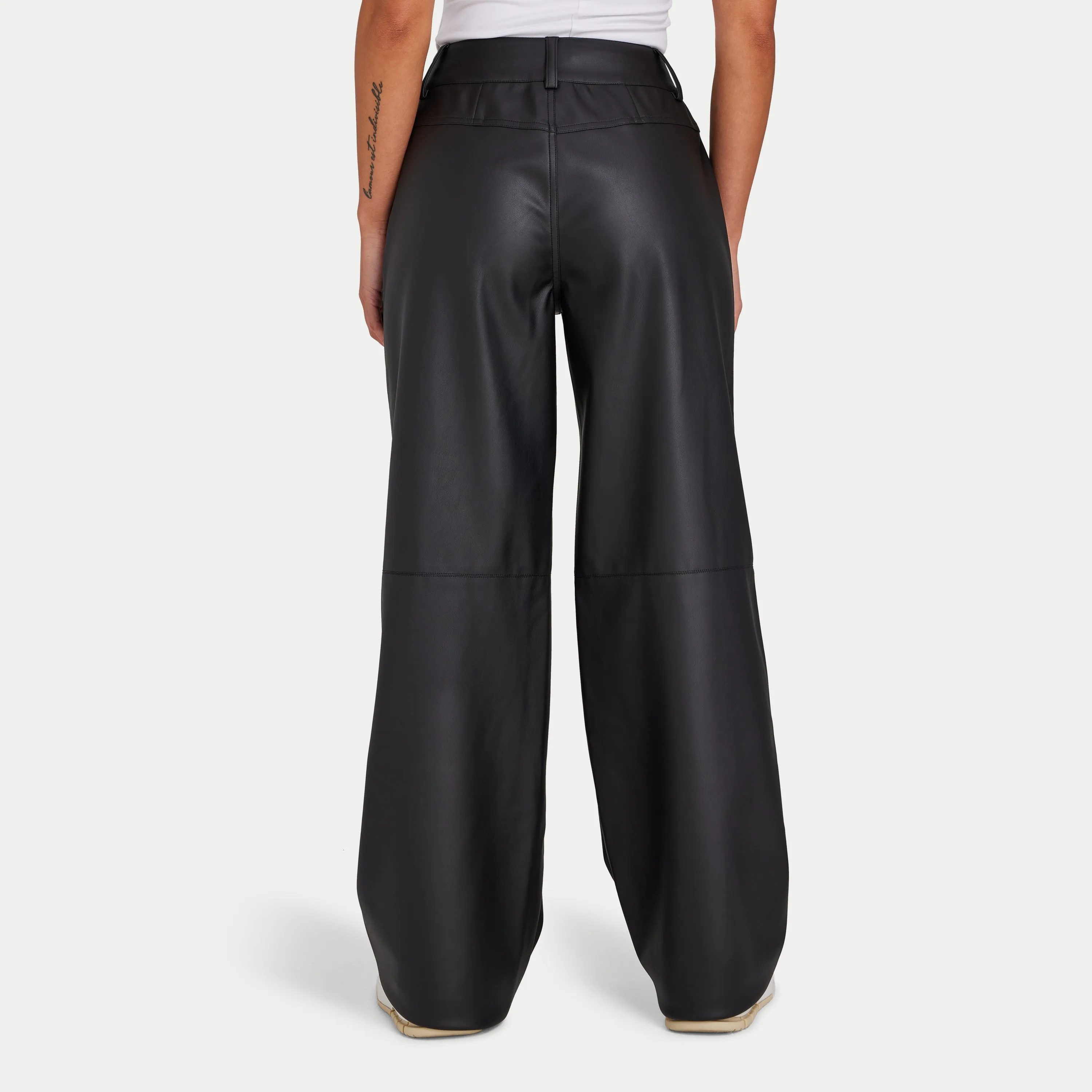 REWEAR Womens Faux Leather Wide Leg Trouser - Black sold by HERA product image thumbnail 2