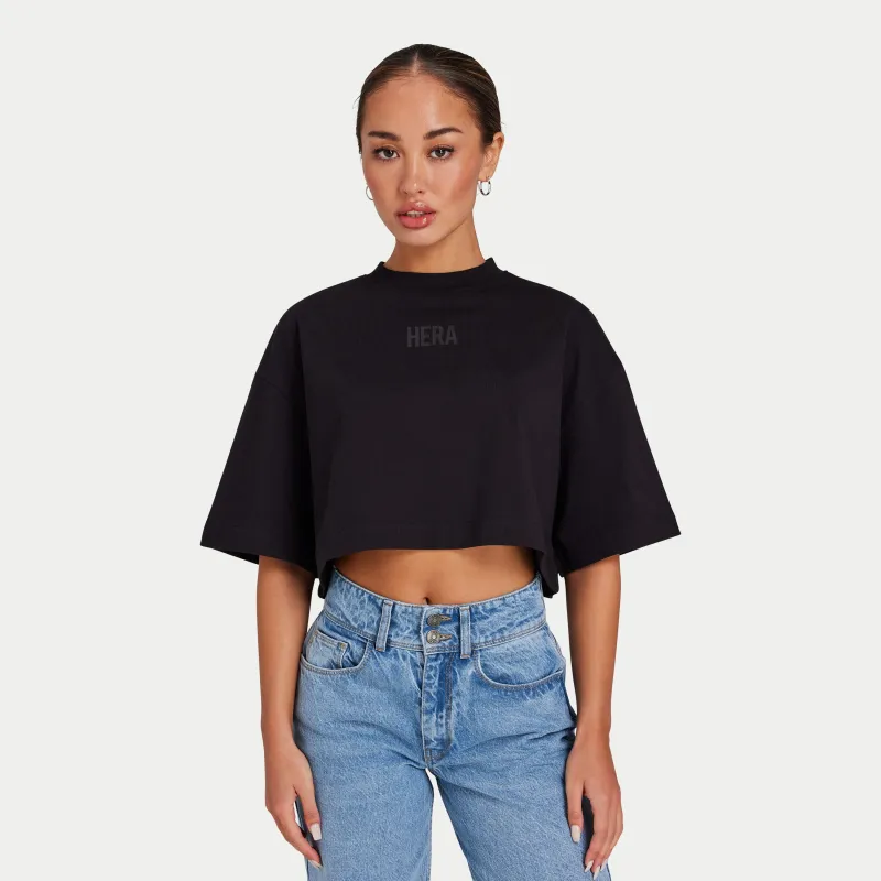 REWEAR Icon Cropped T-Shirt - Black made by HERA