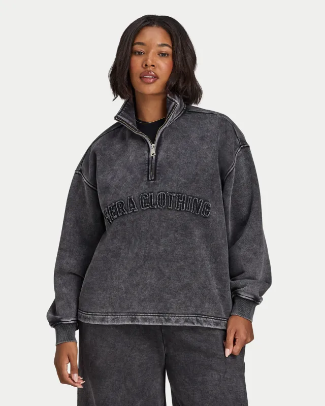 Womens Signature Washed Oversized 1/4 Zip Sweatshirt made by HERA