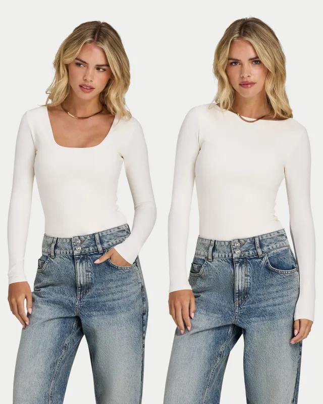 Womens Essential Dual Wear Long Sleeve Top made by HERA