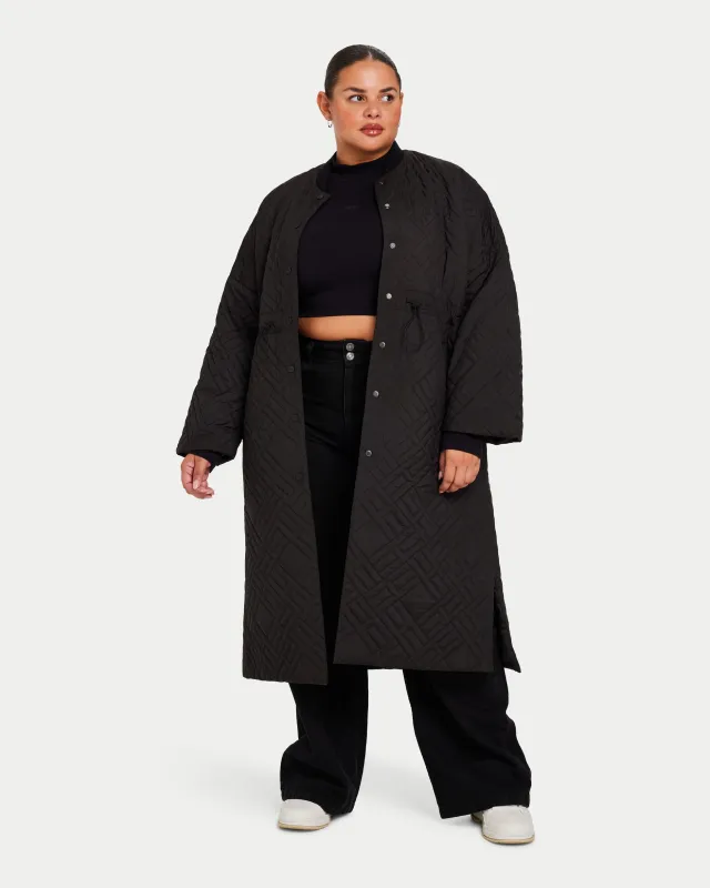 Womens Longline Puffer Jacket made by HERA