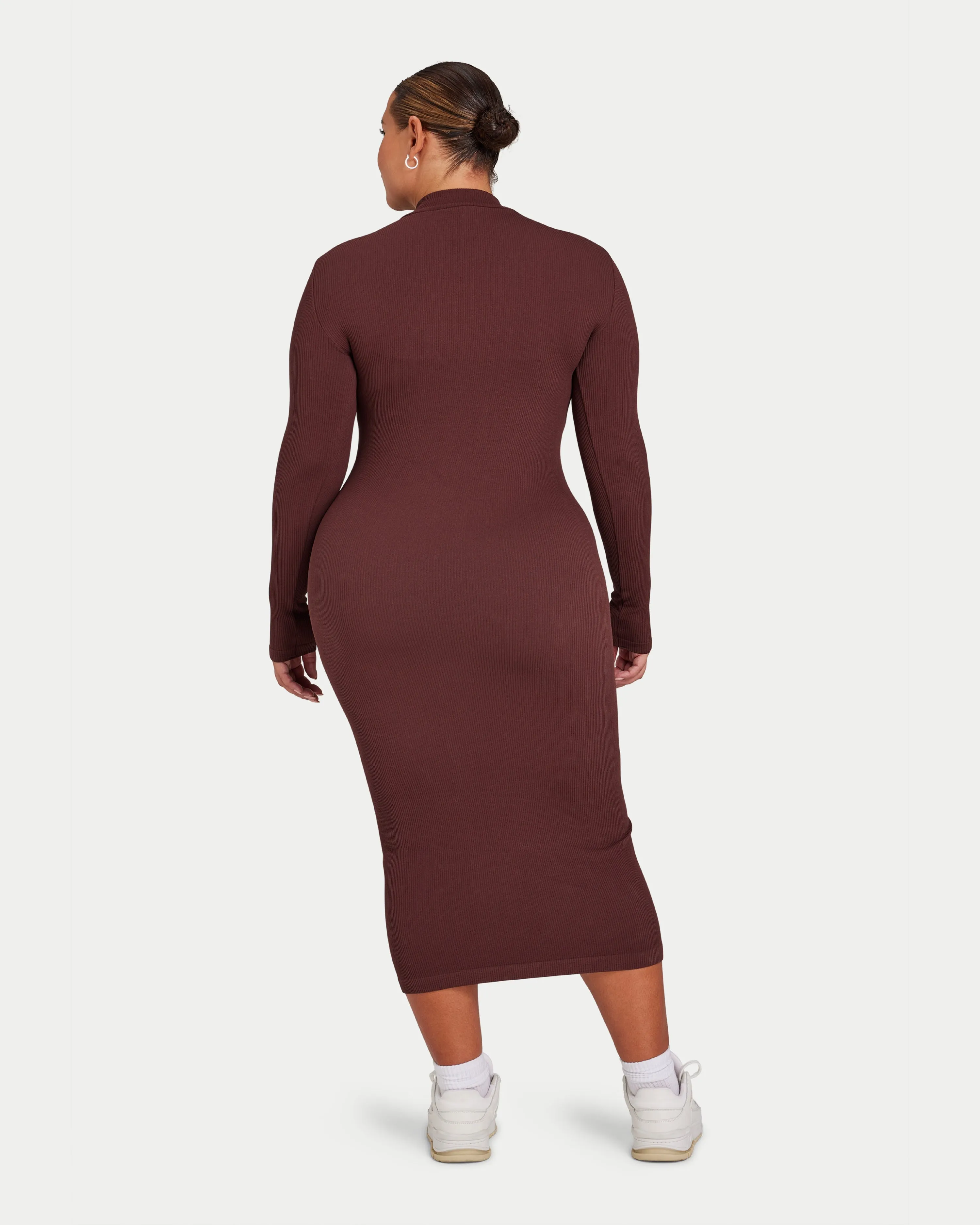 Womens Ribbed Base Long Sleeve Midi Dress sold by HERA product image thumbnail 4