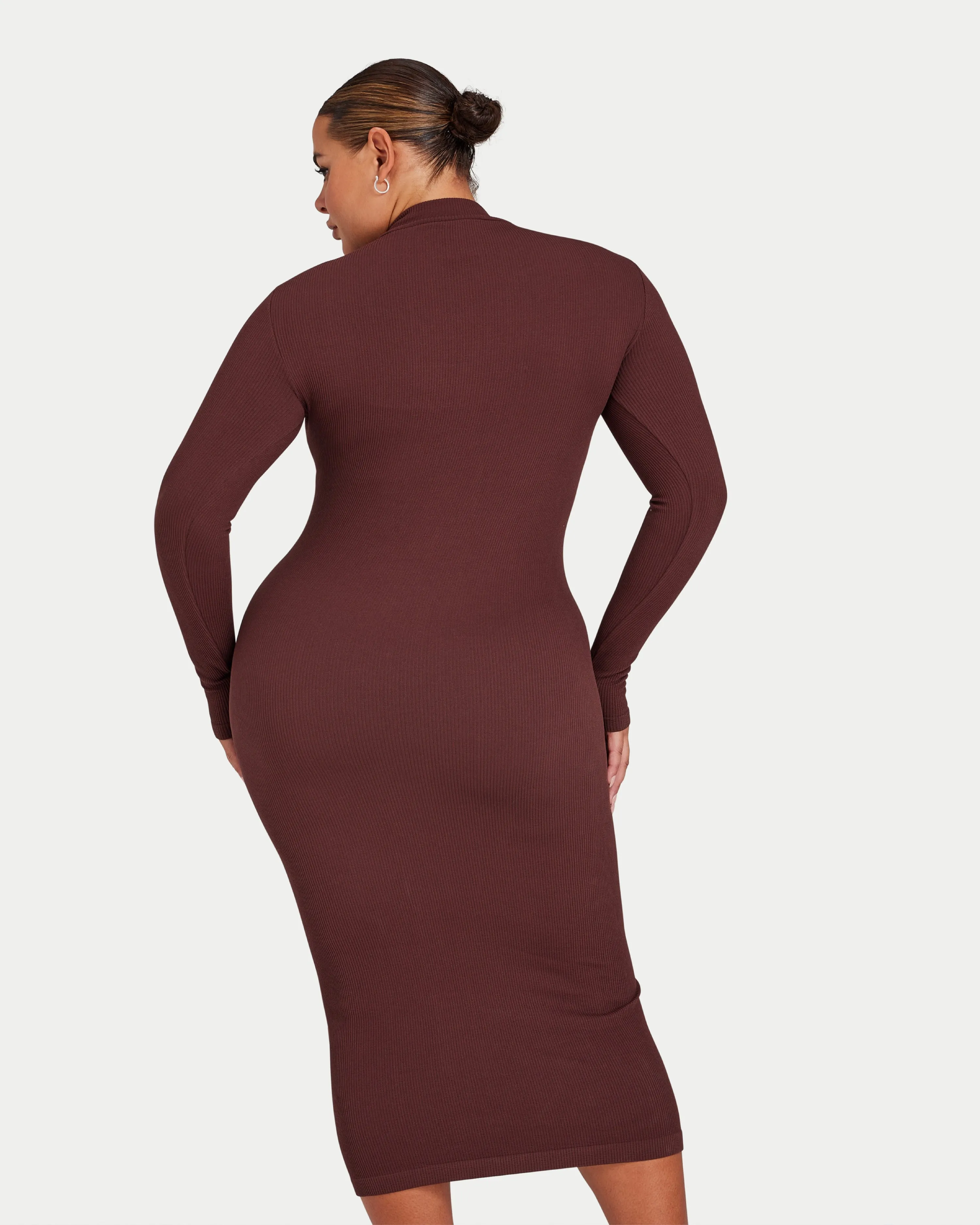 Womens Ribbed Base Long Sleeve Midi Dress sold by HERA product image thumbnail 2