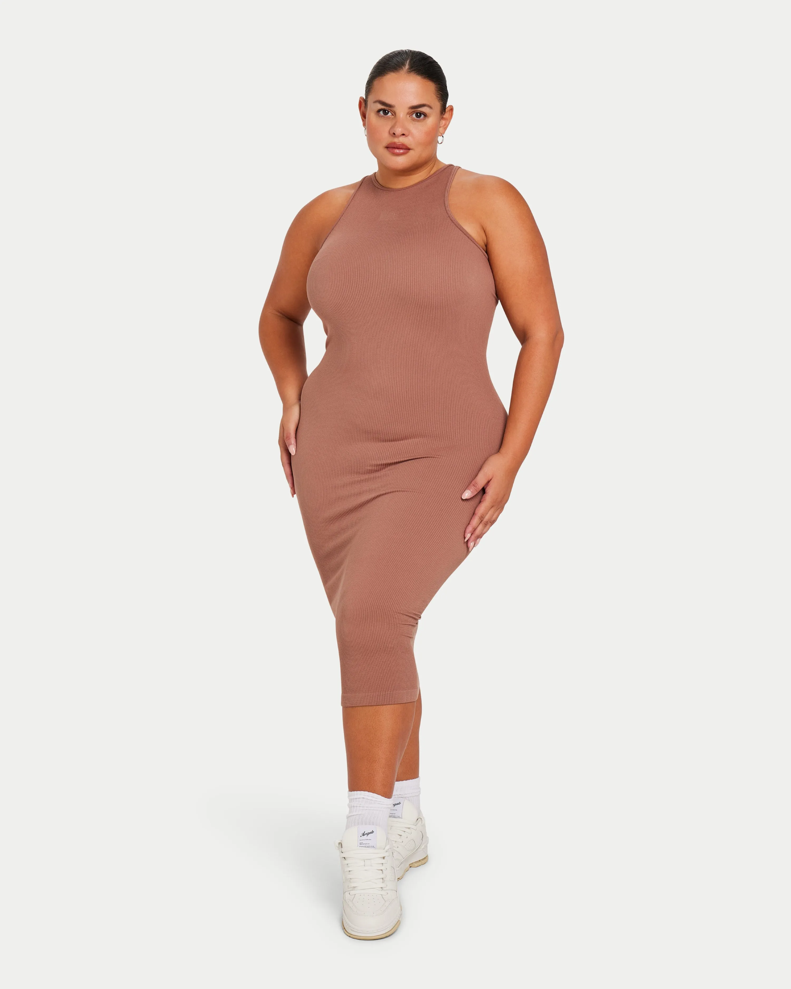 Womens Ribbed Base Racer Midi Dress sold by HERA product image thumbnail 3