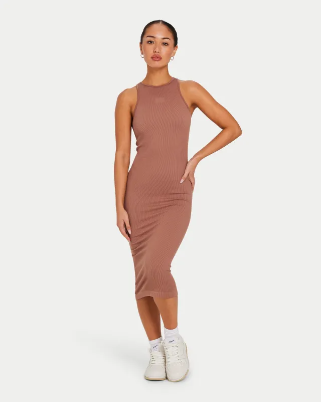 Womens Ribbed Base Racer Midi Dress made by HERA