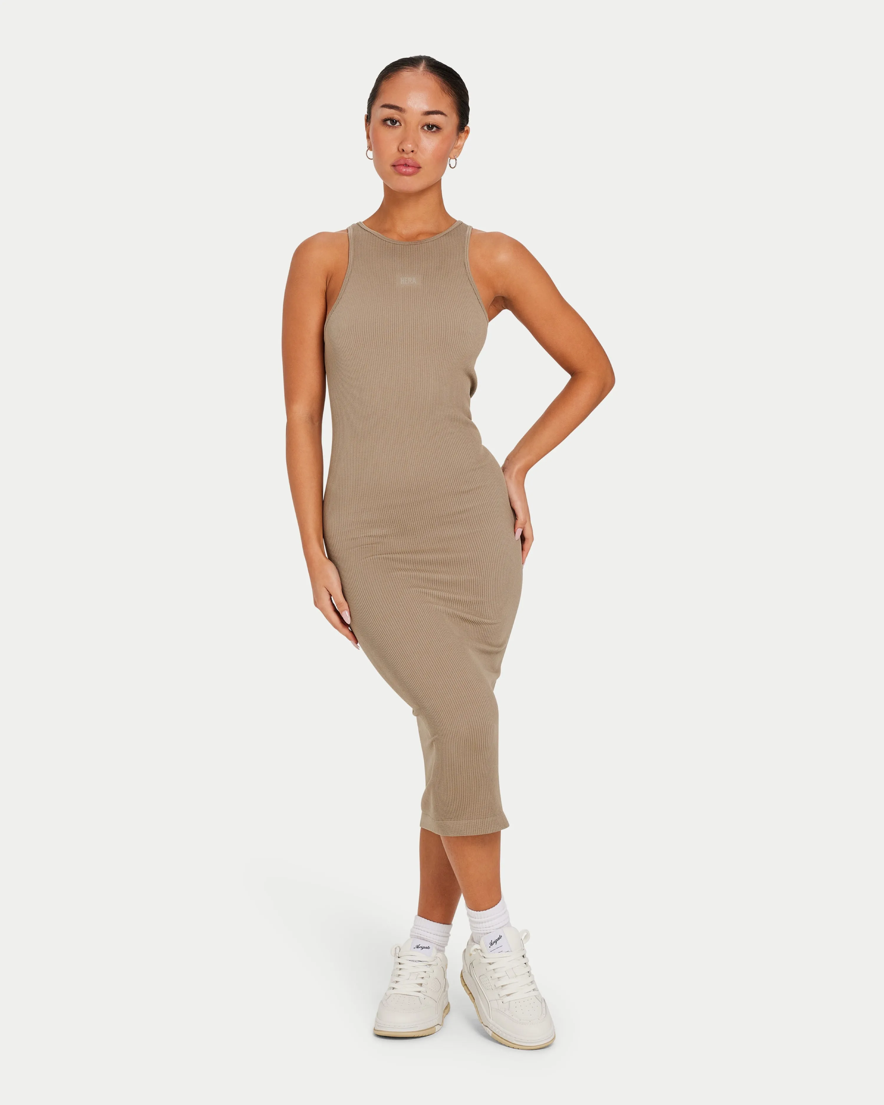 Womens Ribbed Base Racer Midi Dress sold by HERA product image thumbnail 3