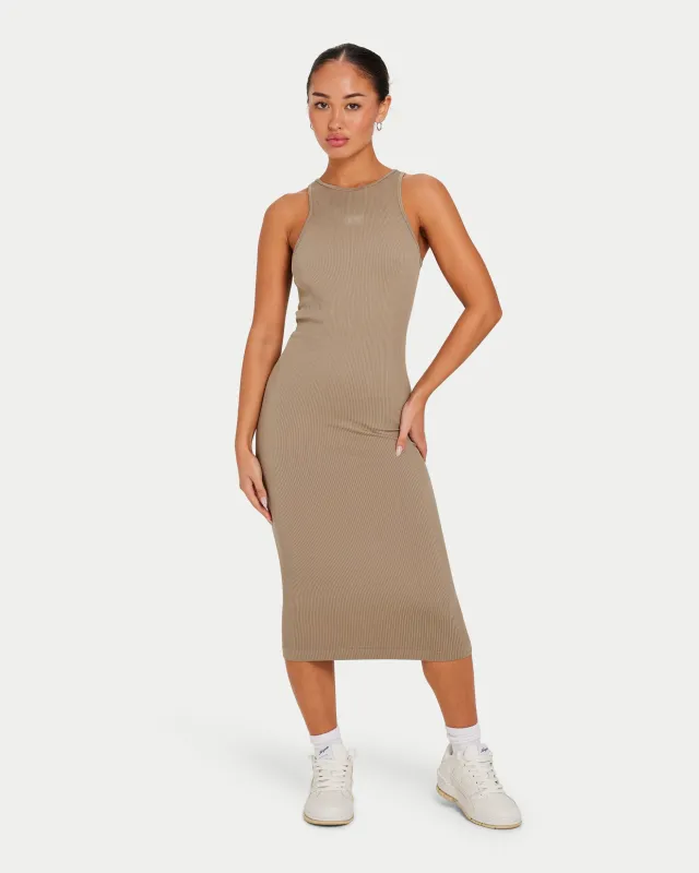 Womens Ribbed Base Racer Midi Dress made by HERA