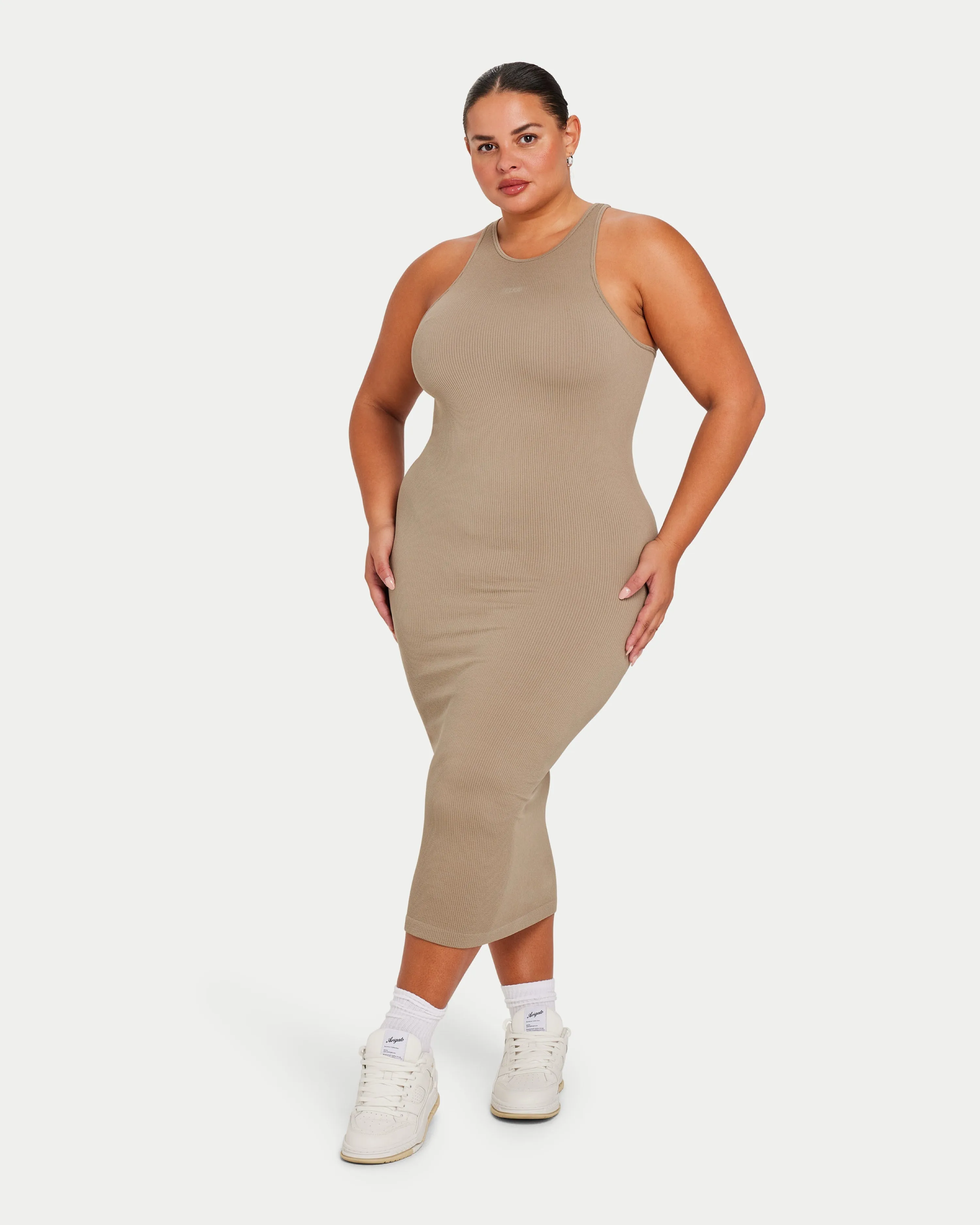 Womens Ribbed Base Racer Midi Dress sold by HERA product image thumbnail 5