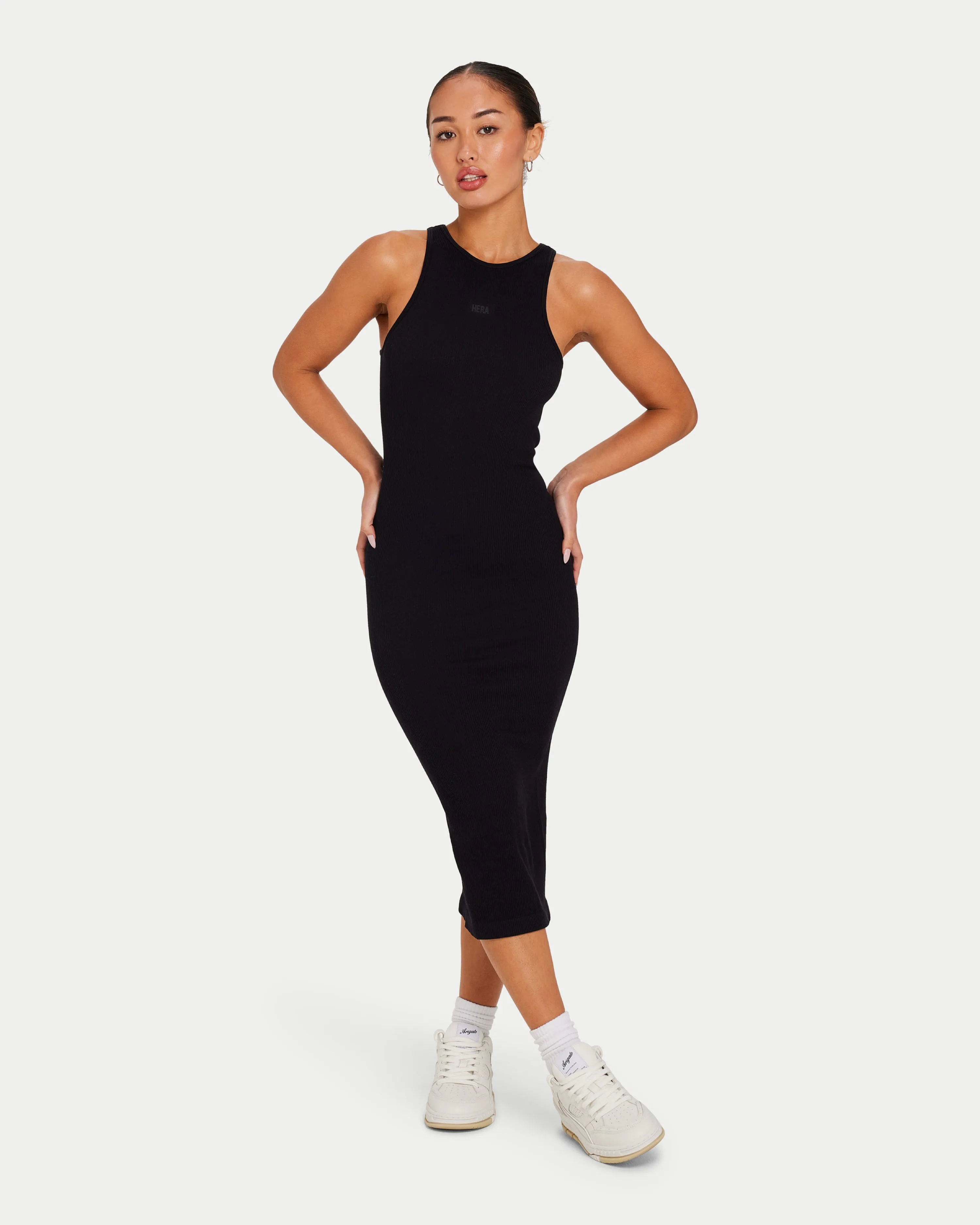 Womens Ribbed Base Racer Midi Dress sold by HERA product image thumbnail 5