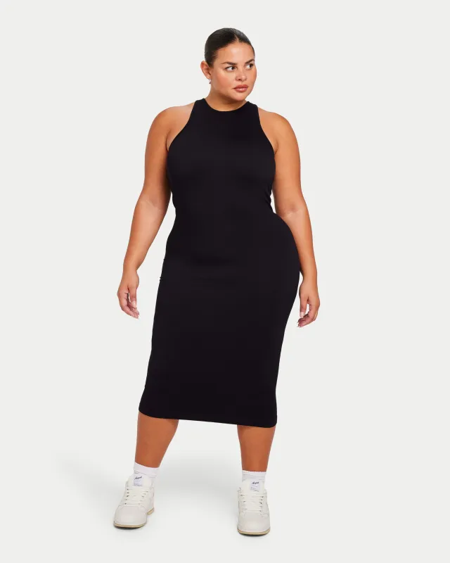 Womens Ribbed Base Racer Midi Dress made by HERA
