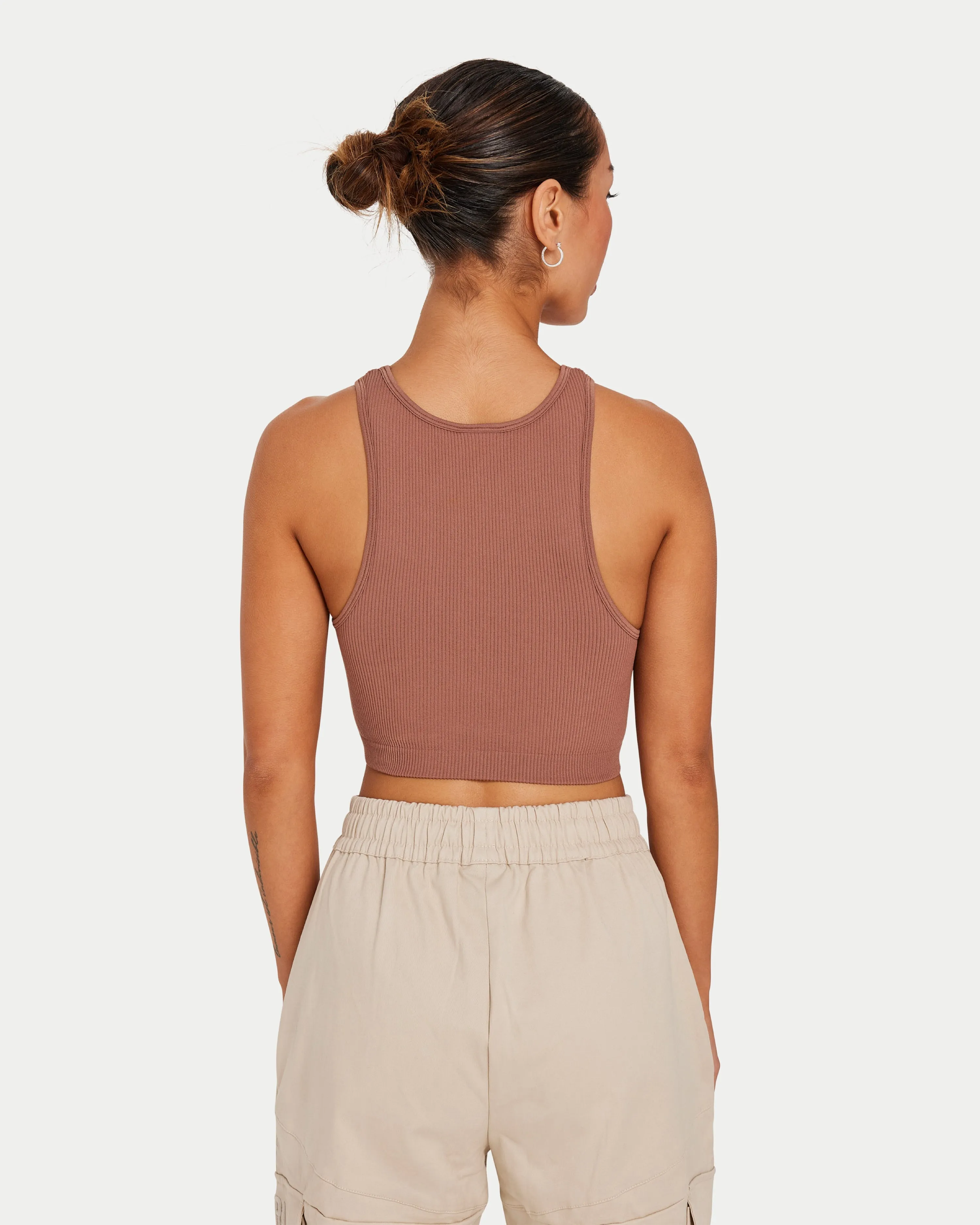 Womens Ribbed Base Racer Crop Top sold by HERA product image thumbnail 2