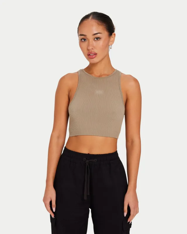 Womens Ribbed Base Racer Crop Top made by HERA