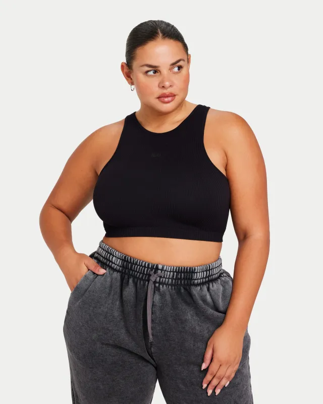 Womens Ribbed Base Racer Crop Top made by HERA