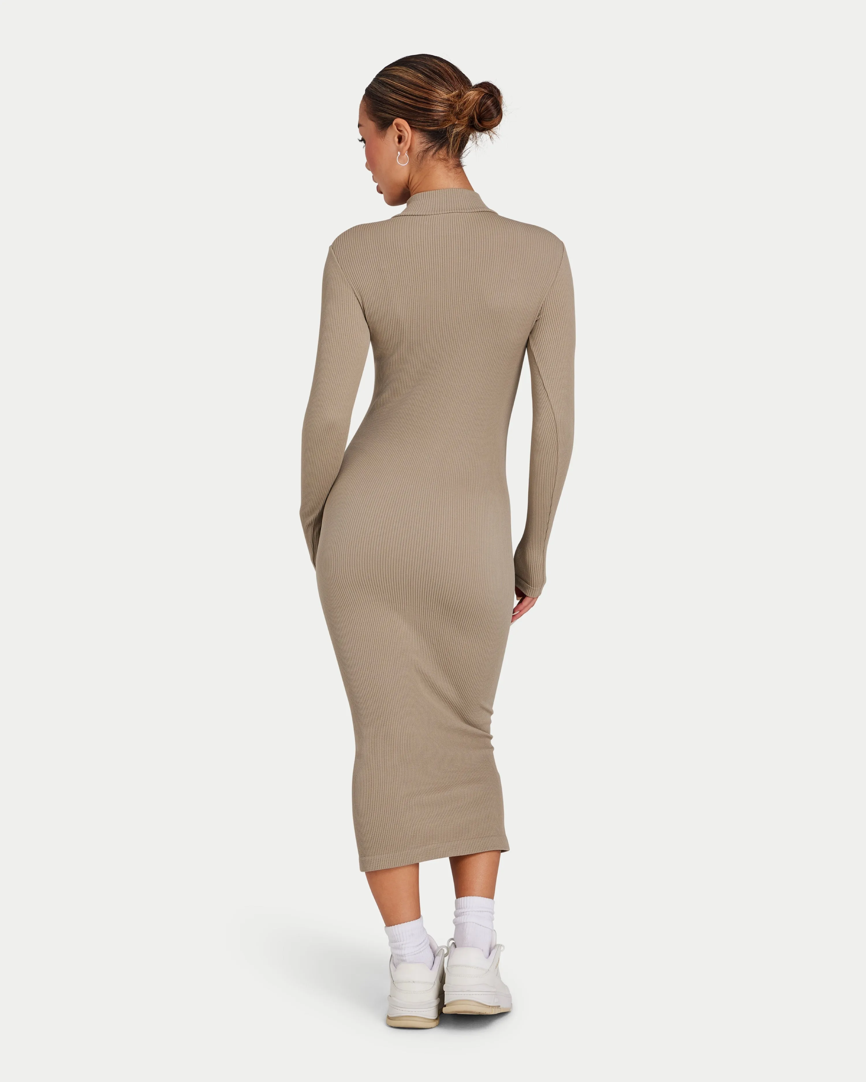 Womens Ribbed Base Long Sleeve Midi Dress sold by HERA product image thumbnail 4