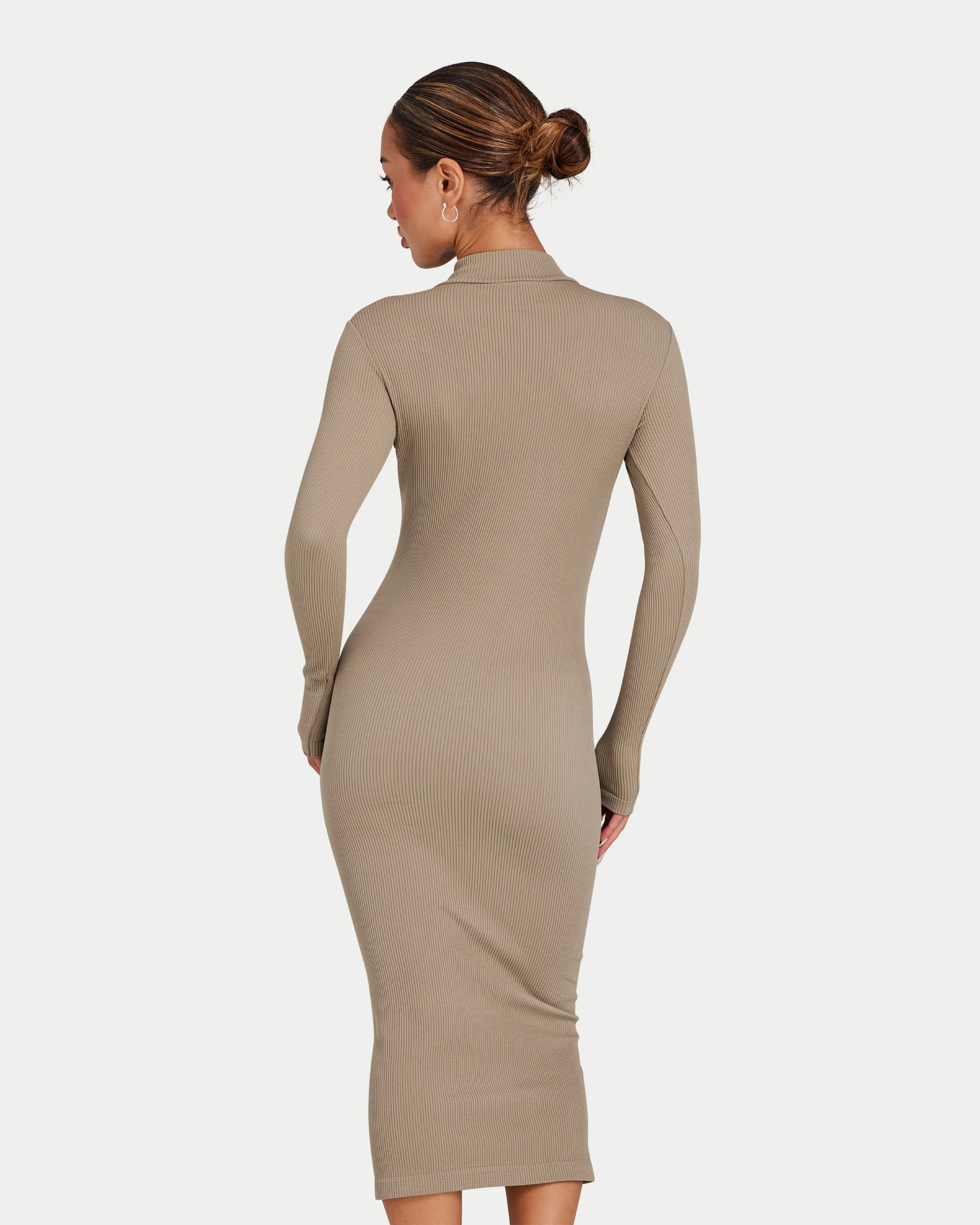 Womens Ribbed Base Long Sleeve Midi Dress sold by HERA product image thumbnail 2