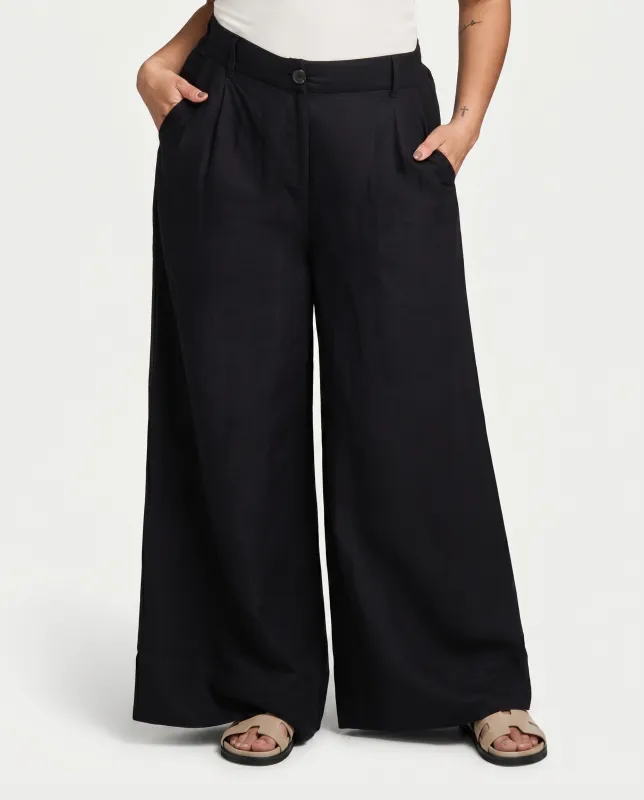 Womens Resort Linen Wide Leg Trouser made by HERA