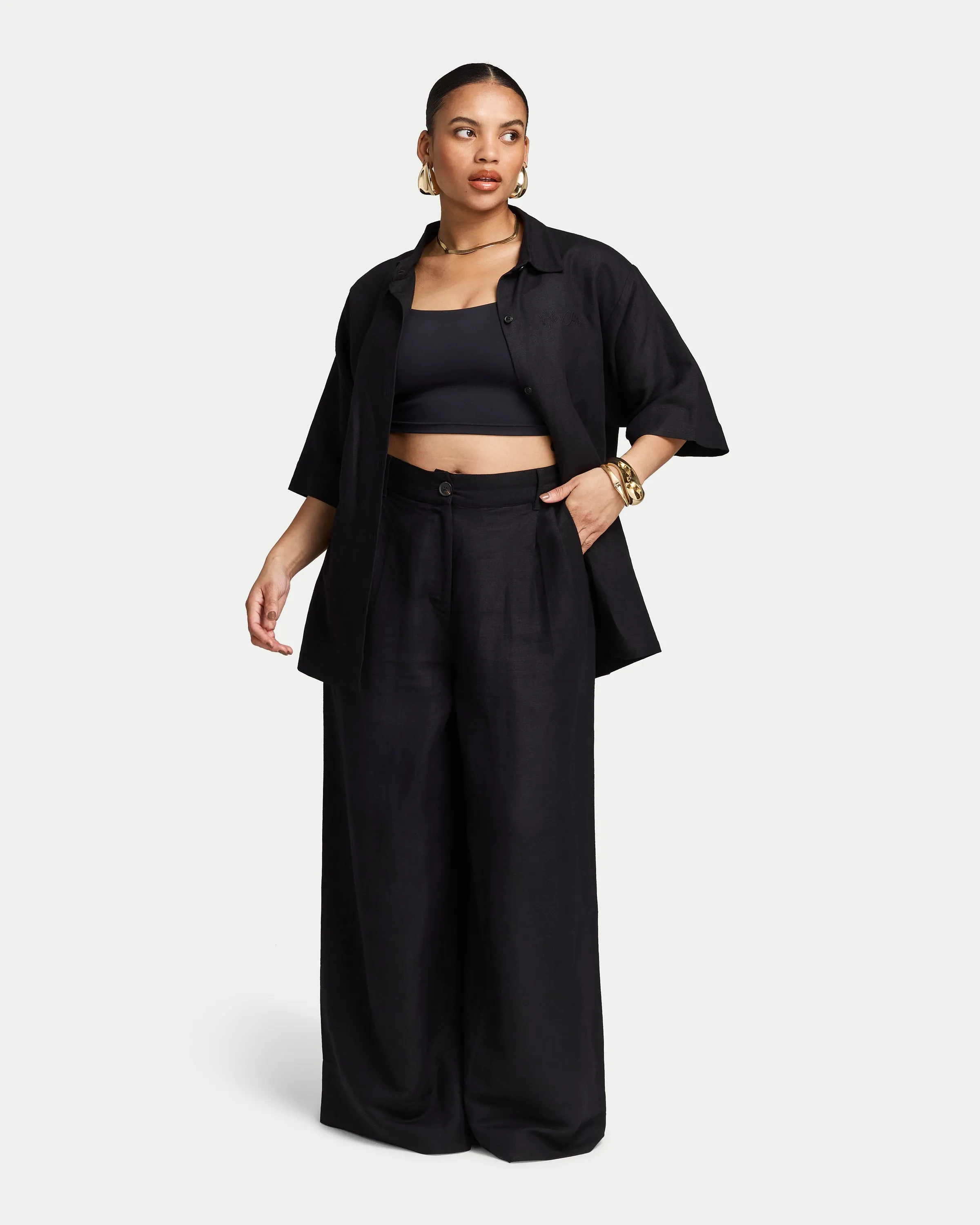 Womens Resort Linen Wide Leg Trouser sold by HERA product image thumbnail 3