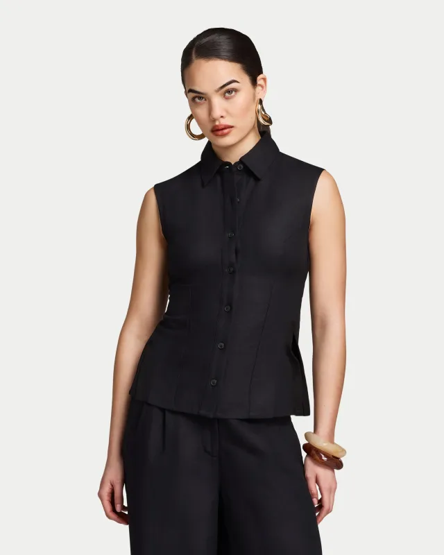 Womens Resort Linen Waistcoat made by HERA