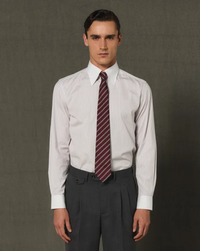 Chemise formelle blanche rayée bordeaux made by Hast Paris