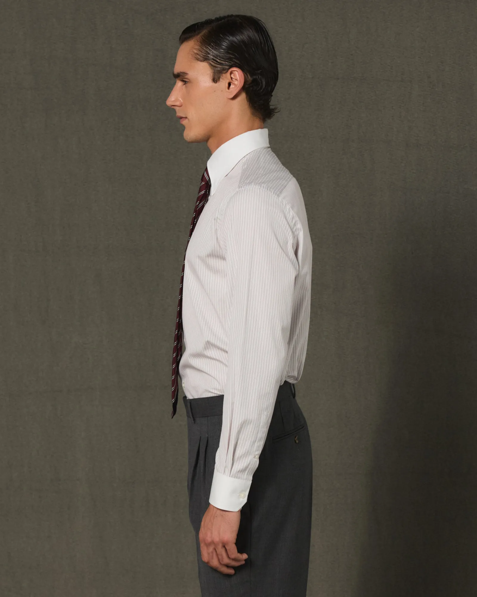 Chemise formelle blanche rayée bordeaux sold by Hast Paris product image thumbnail 3