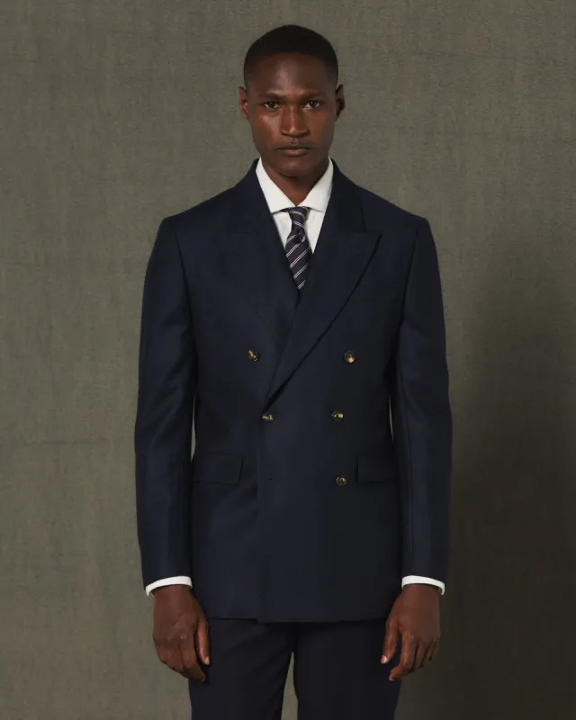 Veste croisée en flanelle de laine marine made by Hast Paris