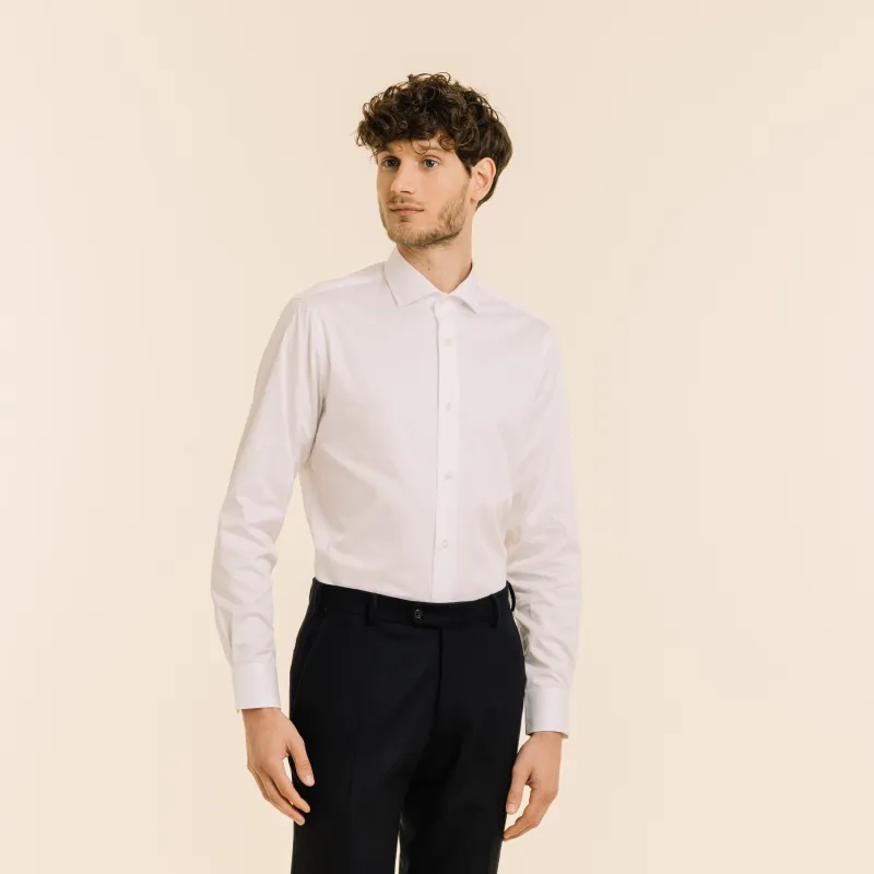 Chemise en twill double retors blanche made by Hast Paris