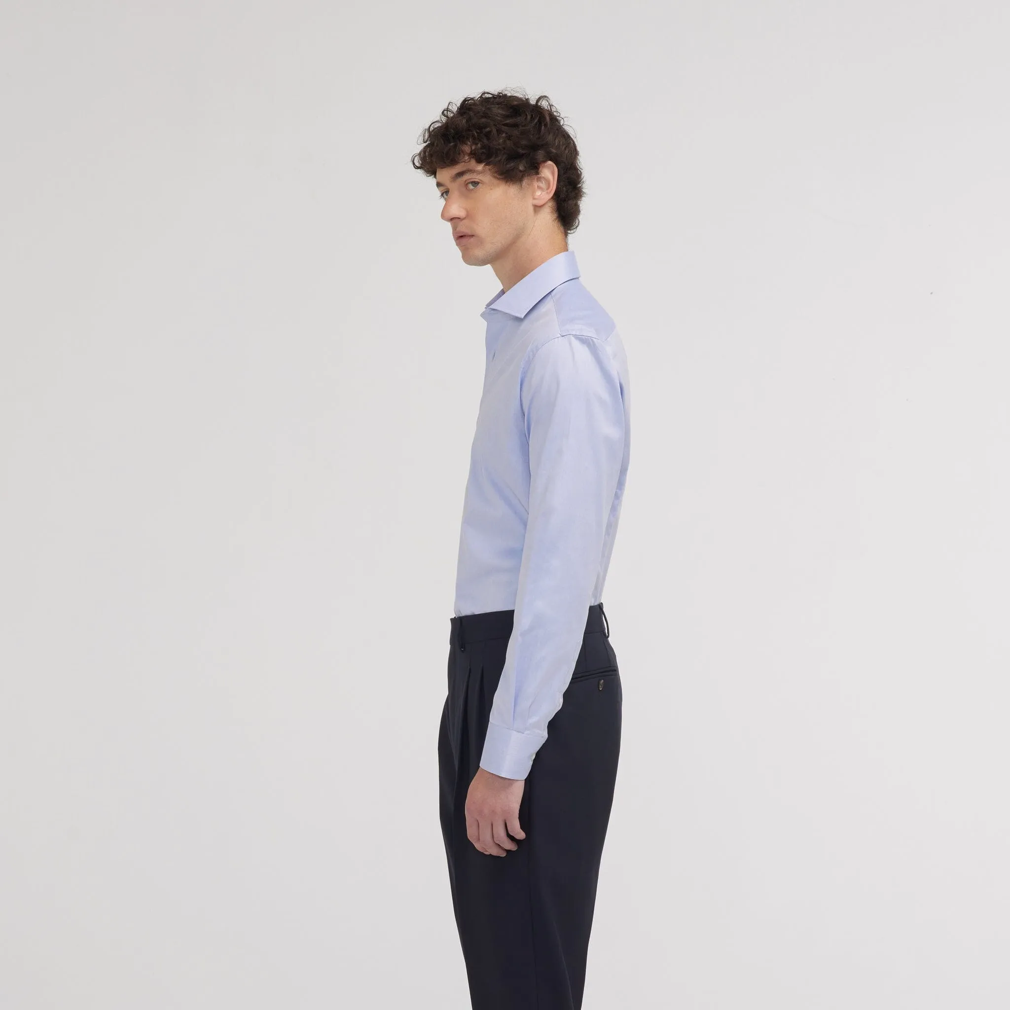 Chemise cintrée en twill double retors bleue sold by Hast Paris product image thumbnail 5