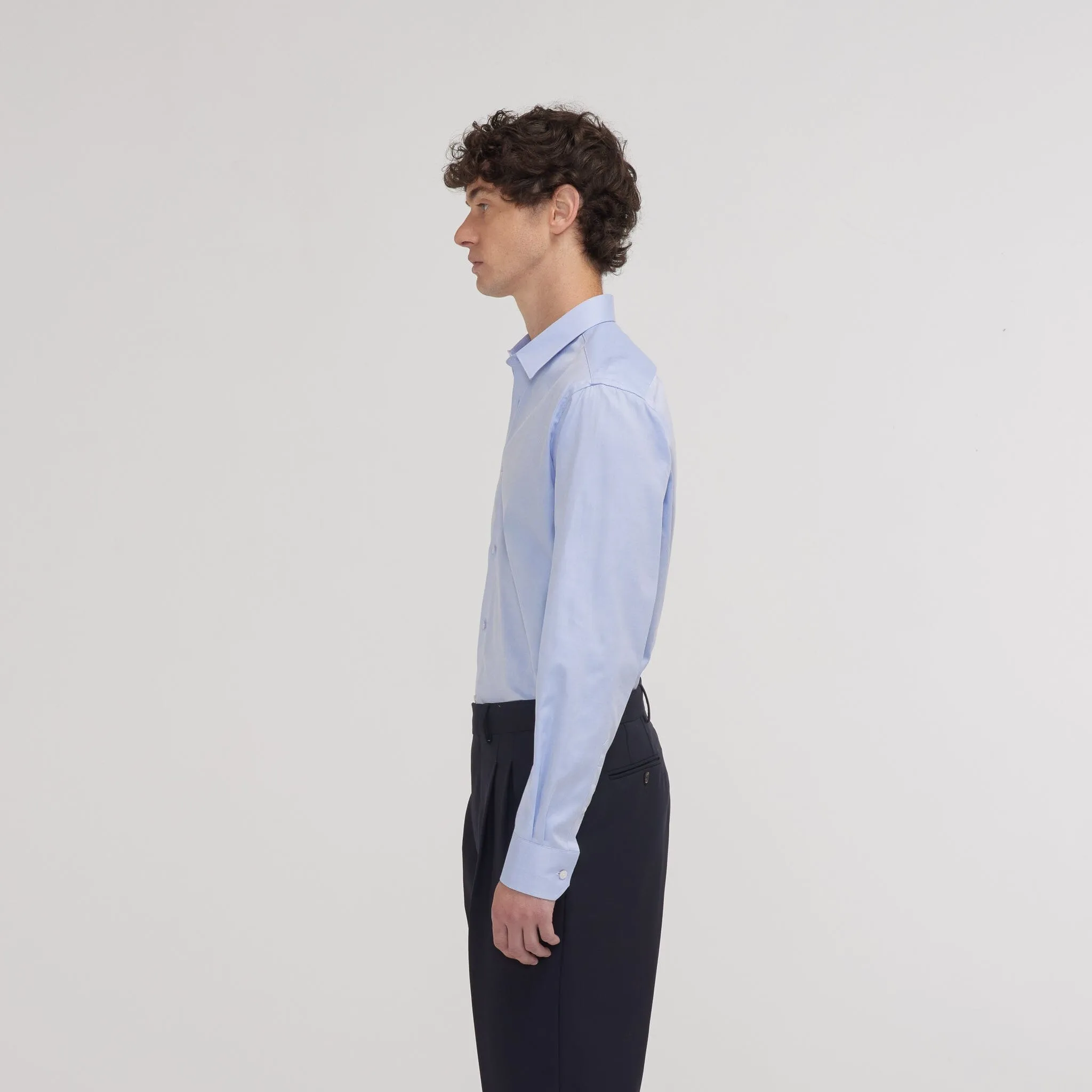 Chemise cintrée en twill double retors bleue sold by Hast Paris product image thumbnail 5