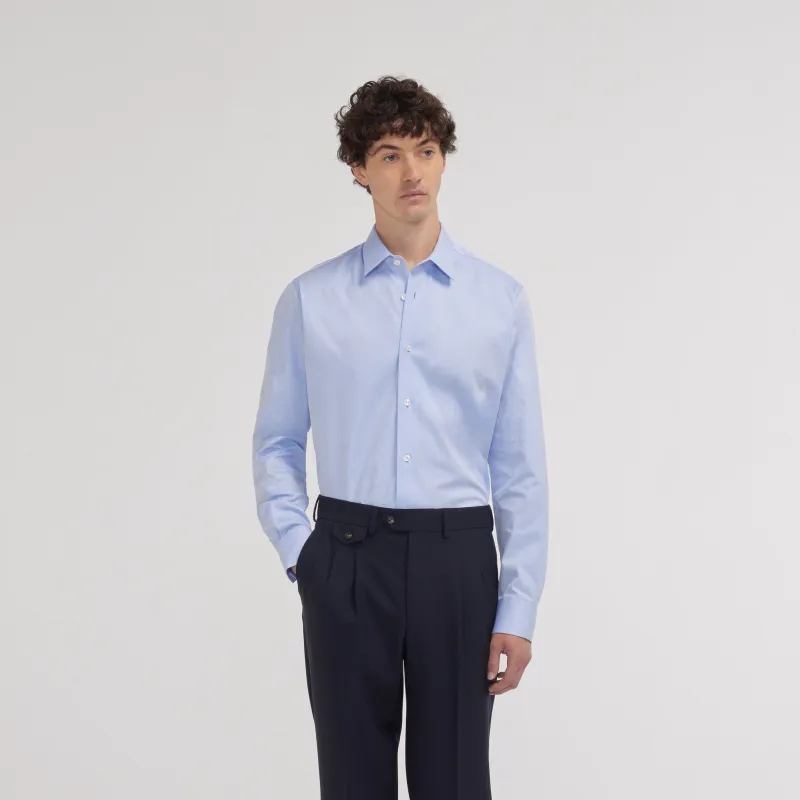 Chemise cintrée en twill double retors bleue made by Hast Paris
