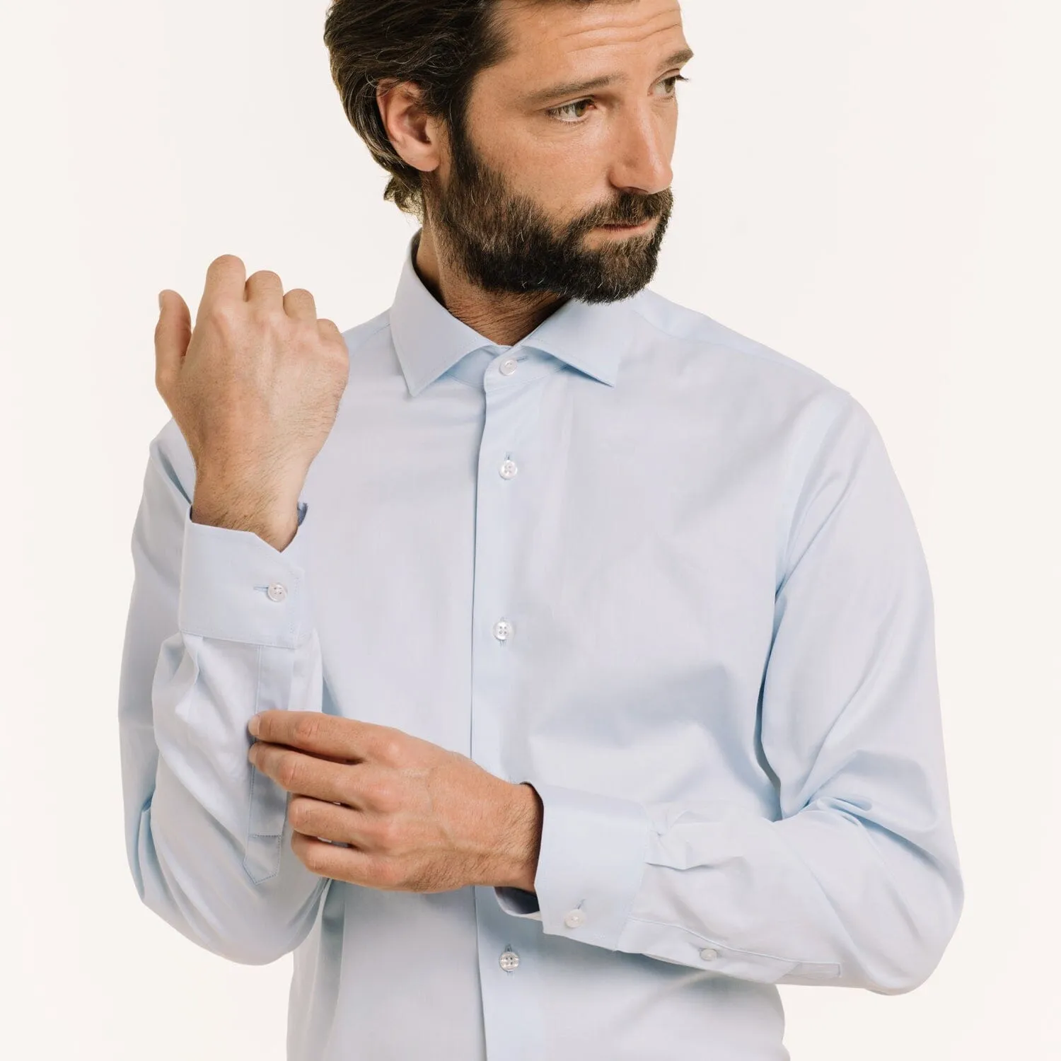 Chemise cintrée en twill double retors bleu ciel sold by Hast Paris product image thumbnail 3