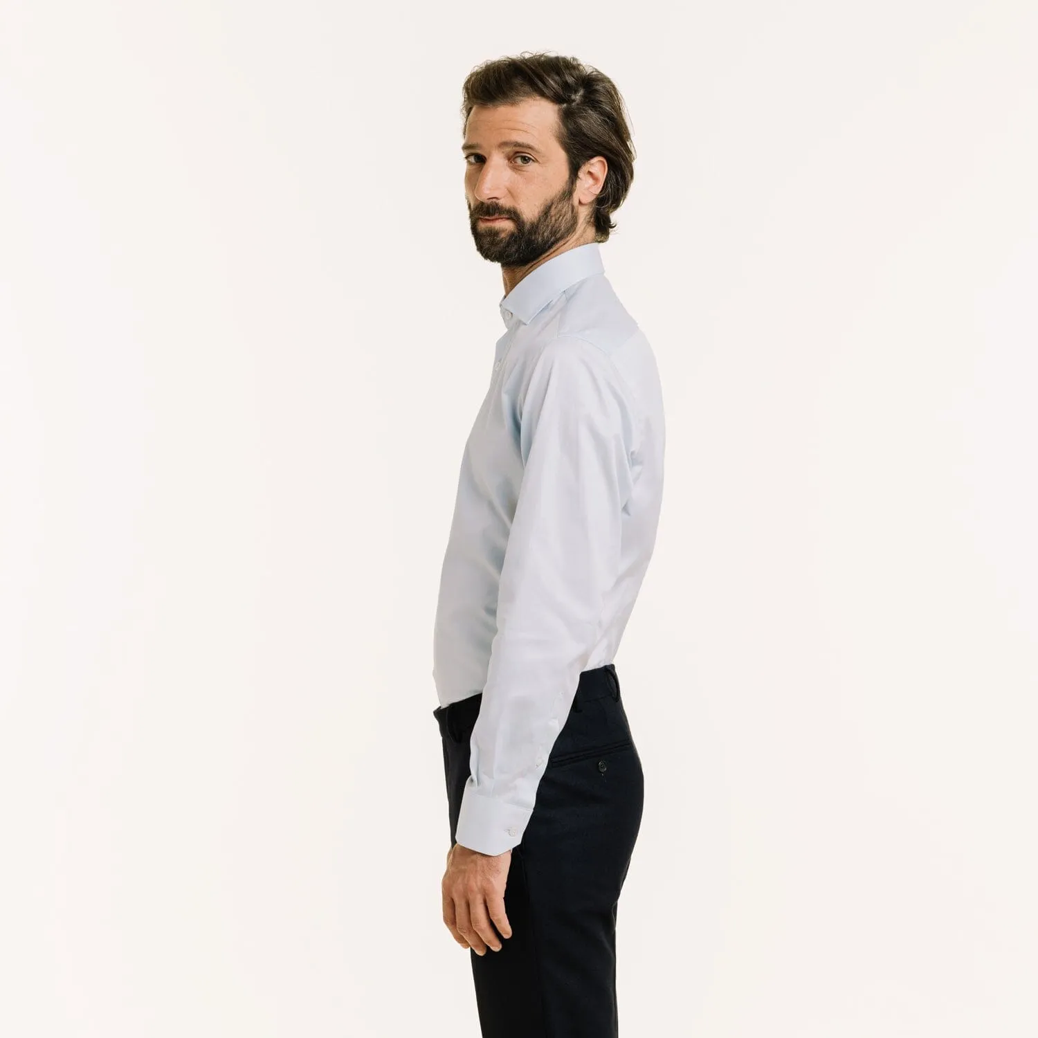Chemise cintrée en twill double retors bleu ciel sold by Hast Paris product image thumbnail 2