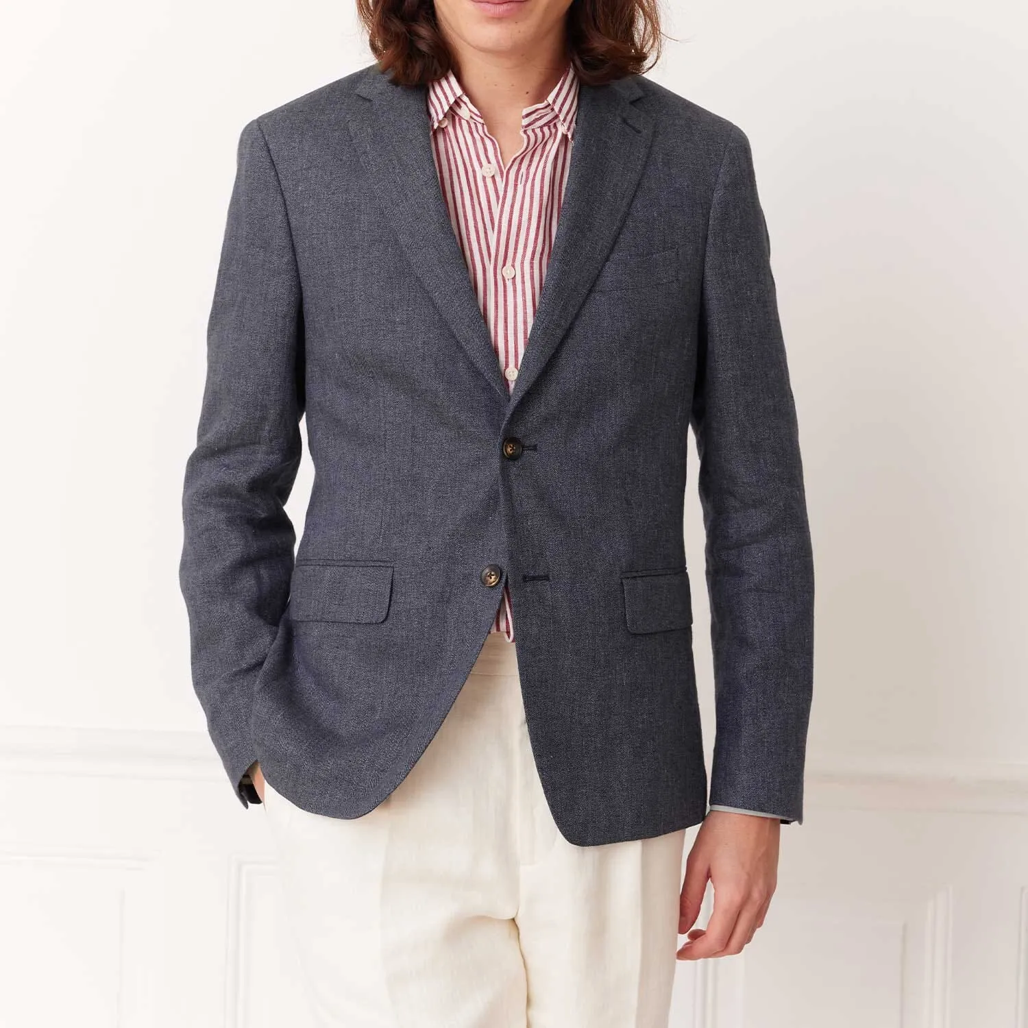 Veste en lin bleu pucé sold by Hast Paris product image thumbnail 3