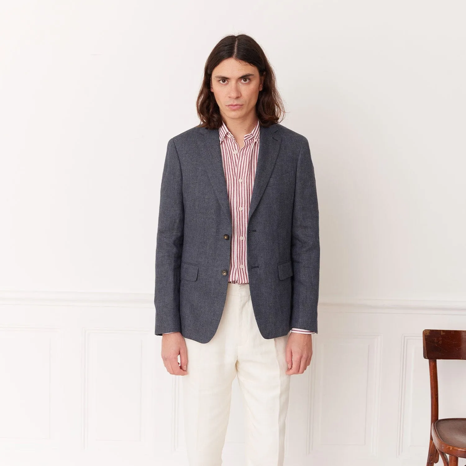 Veste en lin bleu pucé sold by Hast Paris product image thumbnail 5