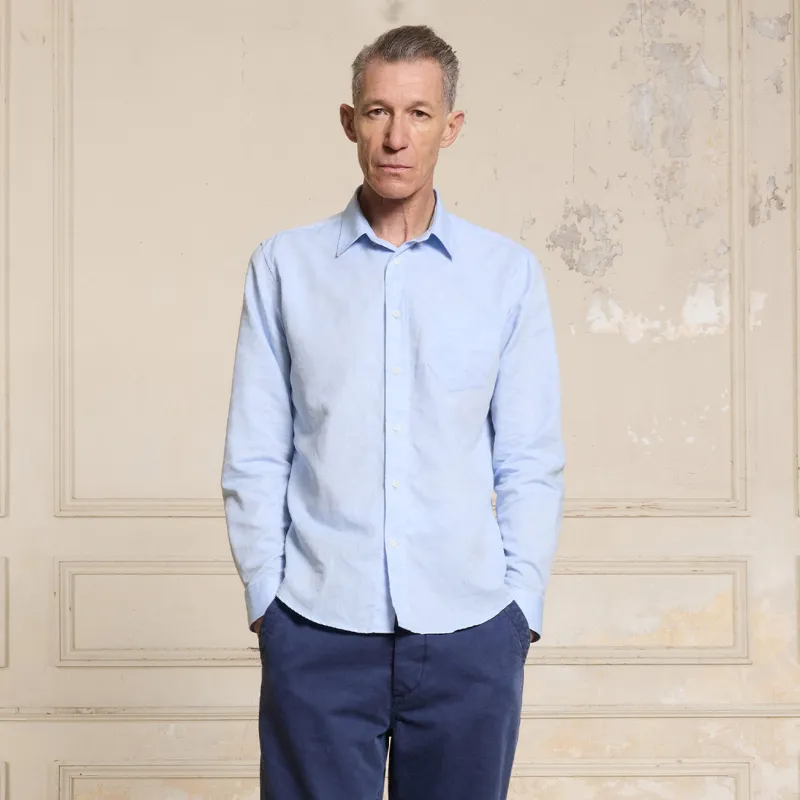 Chemise en coton et lin bleu ciel made by Hast Paris