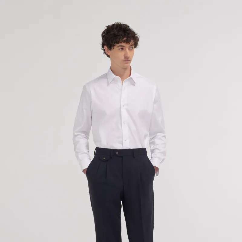Chemise grande longueur cintrée en twill blanche made by Hast Paris